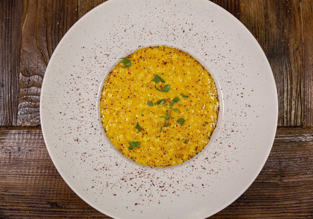 Risotto mele e zafferano senza burro