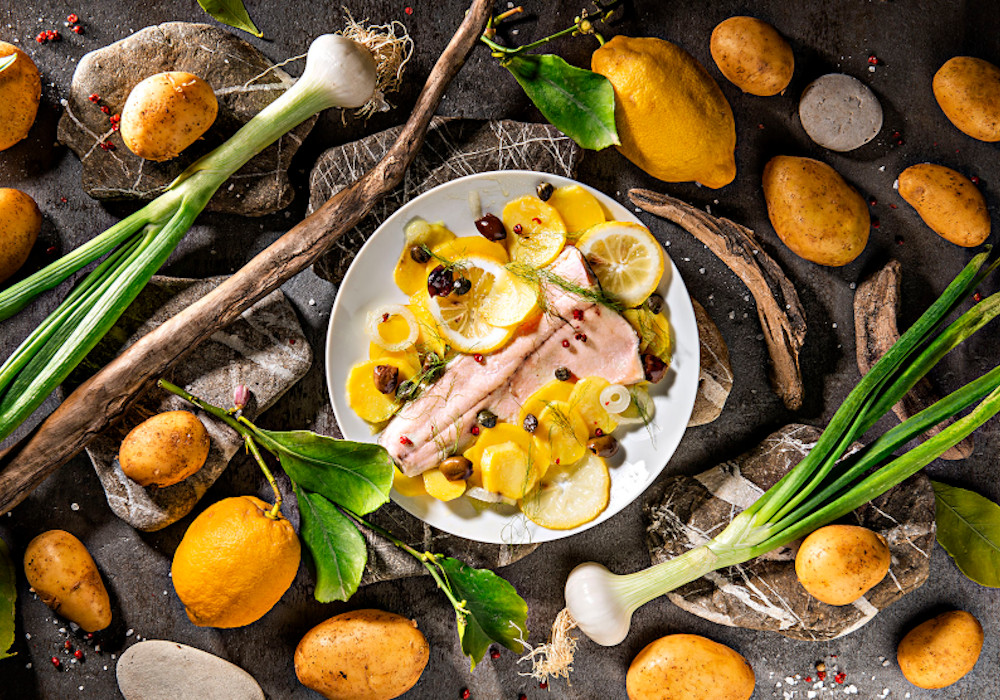 Salmerino al cartoccio con patate Montagnine