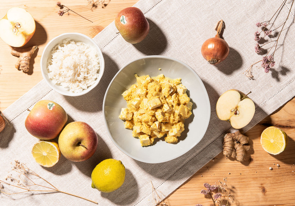 Tofu di mele al curry e mango