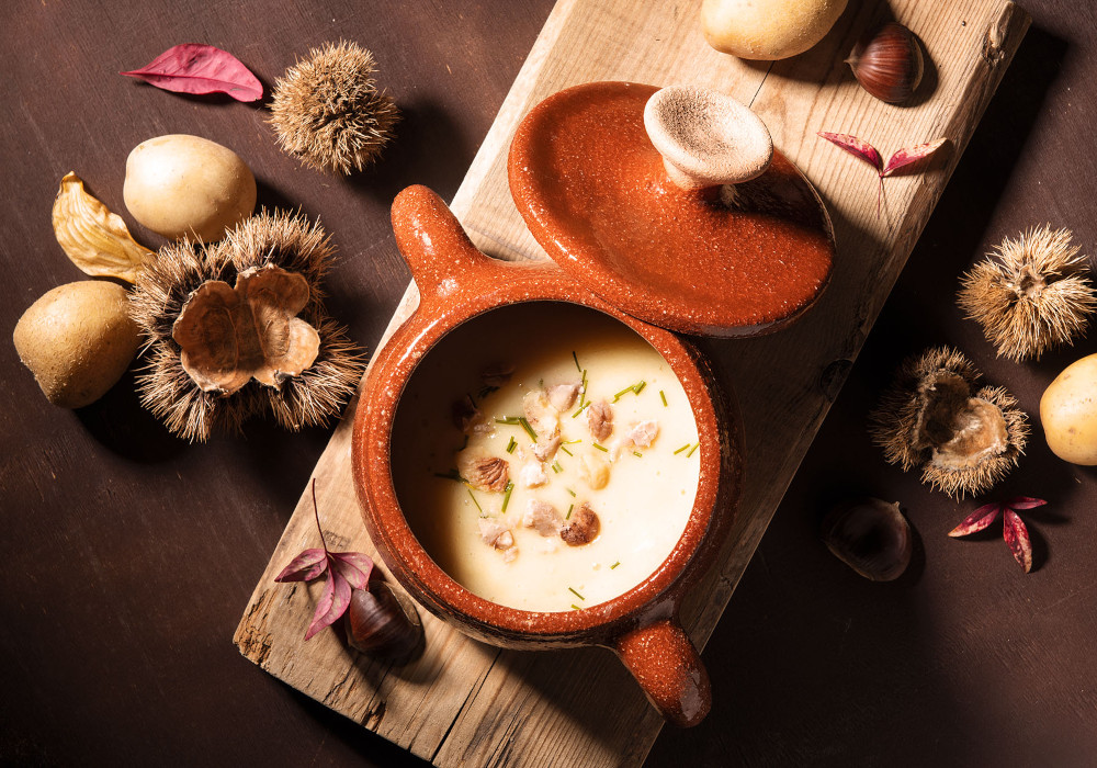 Velluta di patate e castagne al profumo di anice stellato